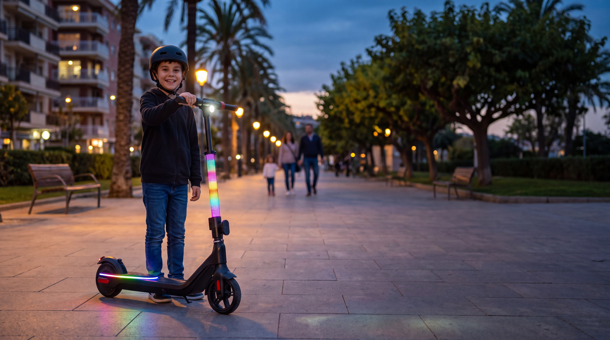 NITROS SE עם תאורת LED בפארק בערב